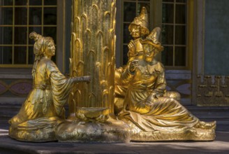 Golden sculptures as façade decoration from the Chinese House, Sanssouci Park, Potsdam