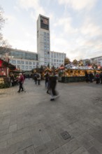 The Christmas market on the market square, in front of Stuttgart City Hall 2025, shines in festive