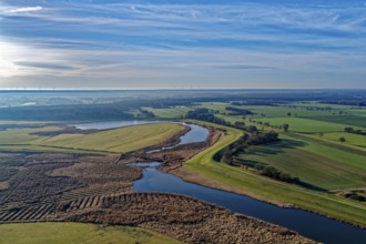 Radegaster Haken in the Elbe floodplain near Bleckede-Radegast on a clear winter day in the Elbe