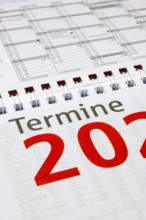 Calendar with black font and data table, appointment calendar