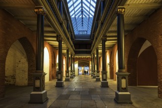 Stralsund medieval town hall, display façade at the Old Market Square, to the left the St. Nicholas