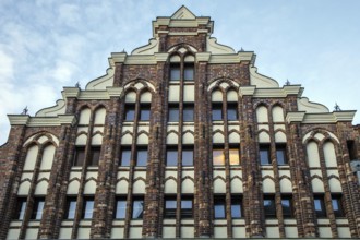 Gable of the house in Badenstraße 45, Hanseatic City of Stralsund, Vorpommern-Rügen District,