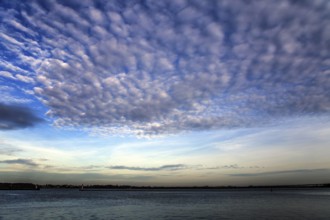 Clouds in the evening over the sea at the port of Stralsund, Baltic Sea, Mecklenburg-Western