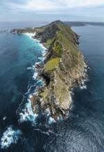 Aerial view, cliffs and sea at Cape of Good Hope, Cape Point Lighthouse, Cape Peninsula, Cape Point