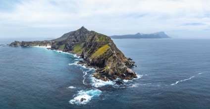 Aerial view, cliffs and sea at Cape of Good Hope, Cape Point Lighthouse, Cape Peninsula, Cape Point