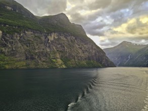 Majestic fjord with dramatic cloud formations, Geiranger Norway