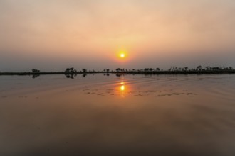 Lake at sunset, Xakanaxa Lagoon, Okavango Delta, Moremi Game Reserve, Botswana