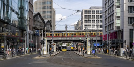 Friedrichstraße station with tram stop in front of it, Berlin, Germany