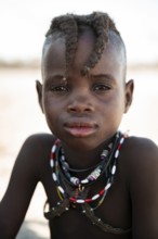 Portrait, Himba girl, traditional Himba village, Kaokoveld, Kunene, Namibia