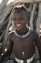 Portrait, Himba boy, traditional Himba village, Kaokoveld, Kunene, Namibia