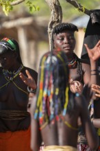 Traditional dance, brightly decorated woman of the Hakaona tribe, also Havakona or Hakawona, near