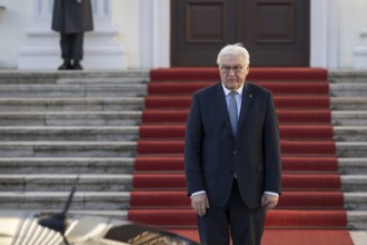 Frank-Walter Steinmeier (President of the Federal Republic of Germany) awaits the arrival of