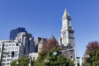 Government Center with Boston City Hall and Custom House Tower, Clock Tower, Freedom Trail,