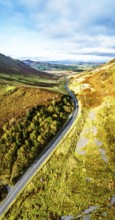Autumn colours over Mach Loop from a drone, Minffordd, Tywyn, Wales, UK