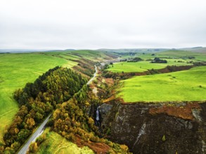 Autumn colours of Ffrwd Fawr Waterfall, Dylife, Llanbrynmair, Powys, Wales, UK