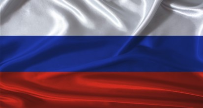 National flag of Russia with cloth texture. Russia flag with realistic texture background