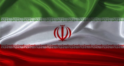 National flag of Iran with cloth texture. Iran flag with realistic texture background