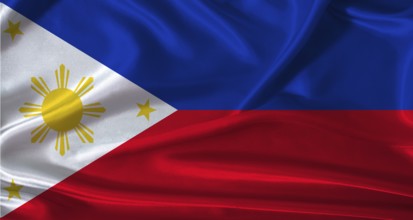 National flag of the Philippines with cloth texture. Philippines flag with realistic texture