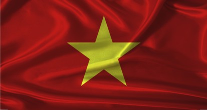 National flag of Vietnam with cloth texture. Vietnam flag with realistic texture background