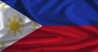 Philippines flag with cloth textured background. National flag of the Philippines with realistic
