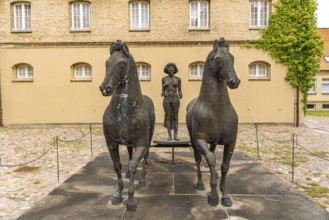 Biga sculpture by Hans Wimmer in the sculpture park of Gottorf Castle Museum Island, City of