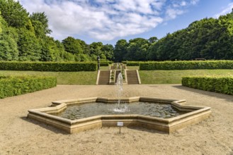 Fountain in the Baroque Neuwerkgarten, Gottorf Castle Museum Island, City of Schleswig,