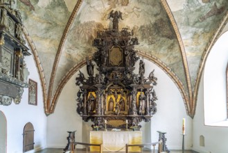 Gudewerdt altar in the interior of St. Nicolai Church in Eckernförde, Schleswig-Holstein, Germany