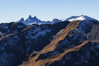 Snow-capped peaks of the Pointe de Moiry mountains, Val d'Anniviers, Valais Alps, Canton of Valais,