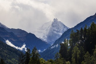 The summit of Mount Besso in fog, near Zinal, Val d'Anniviers, Valais Alps, Canton of Valais,