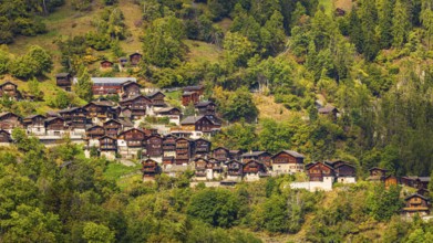 The mountain village of Pinsec, Val d'Anniviers, Valais Alps, Canton of Valais, Switzerland