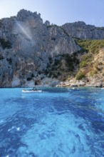 Picturesque rocky coast, cliffs and blue sea at Piscine di Venere, Golfo di Orosei, Baunei,