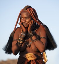 Portrait, Himba woman, traditional clothing, Kaokoveld, Kunene, Namibia