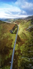 Autumn colours over Mach Loop from a drone, Minffordd, Tywyn, Wales, UK