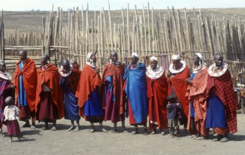 Maasai woman with small children in their village in the Ngorongoro Crater, Tanzania, June 2000,