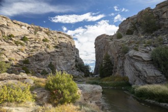 Alcova, Wyoming - Devil's Gate, a canyon cut through solid rock by the Sweetwater River. Emigrants