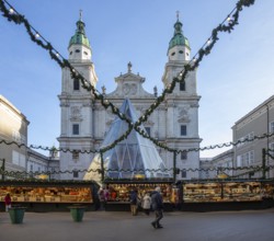 Advent season, Salzburg Christindlmarkt am Dom and Residenzplatz, Salzburg, Austria