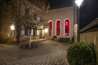 Synagogue in evening lighting, Ottensoos, Middle Franconia, Bavaria, Germany
