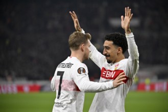 Goal celebration Maximilian Mittelstädt VfB Stuttgart (07) Tiago Tomas VfB Stuttgart (08) Europa