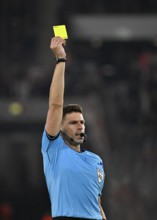 Referee Referee Marian Barbu (ROU) Gesture Gesture shows yellow card yellow caution Europa League,