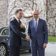 Mark Rutte (Secretary General of NATO) and Friedrich Merz (Chancellor of the Federal Republic of