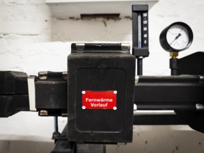 District heating transfer station in a cellar in Düsseldorf, Germany