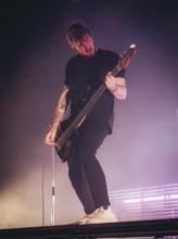 Bass player Pascal Theisen from Emil Bulls live on X-Mas Bash Tour 2025 at Huxley's New World in