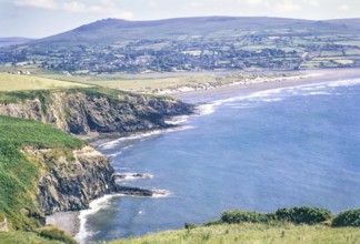 Sandy beach at Newport, Pembrokeshire Coast national park, Wales, UK 16 July 1971