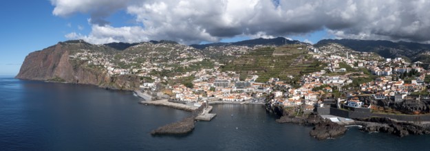Aerial view of Camera de Lobos fishing village, Madeira, Portugal