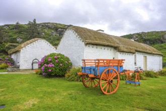 Colourfully painted horse cart, open-air museum, Glencolmcille, County Donegal, Ireland