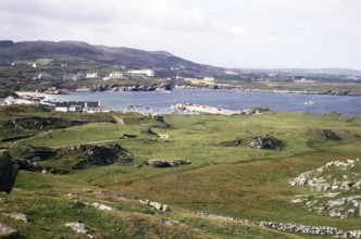 Pier at coastal fishing village of Portnablagh, Sheephaven Bay, County Donegal, Ireland 1971
