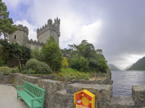Castle seen from boat dock, Glenveagh National Park, Cross Roads, County Donegal, Ireland