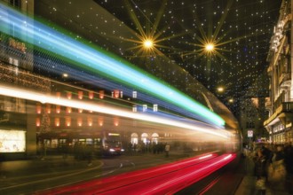 Trams of light on Zurich's Paradeplatz, Lucy Christmas Lights, Zürich, Canton of Zurich,