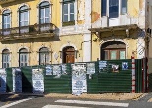 Typical Mediterranean architecture with small narrow streets and streets, Nazare, Portugal