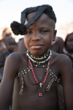 Portrait, Himba girl, traditional Himba village, Kaokoveld, Kunene, Namibia